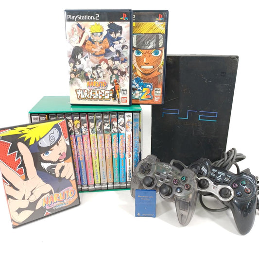 Used PlayStation 2 Console Bundle with 2 Hori Controllers Naruto Ultimate Ninja 1 2 and Naruto DVD Collection Ep 81-135 14 DVDs CD