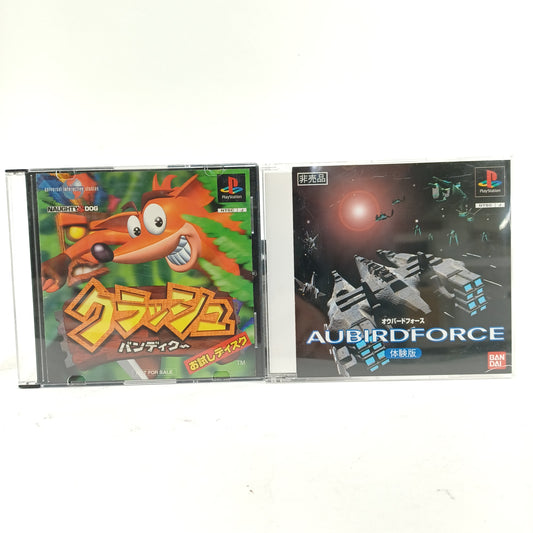 Used PS1 NOT FOR SALE 2 Demo Discs Crash Bandicoot & A.O. Force Japan
