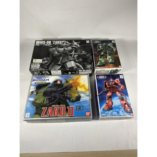 Vintage Zaku II Model Kit Set Unbuilt 4pcs Char Zaku Gundam 1/144 Japan 1998-2002