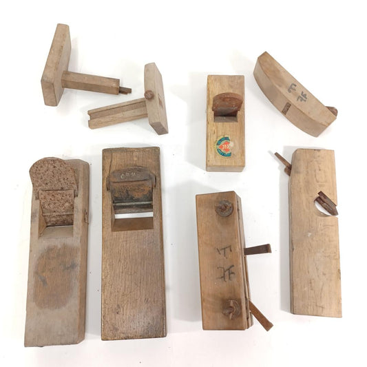 Used Japanese Woodworking Tools Lot of 8 Including Kanna Hand Planes Junk Condition Set For Restoration Crack Rust Vintage