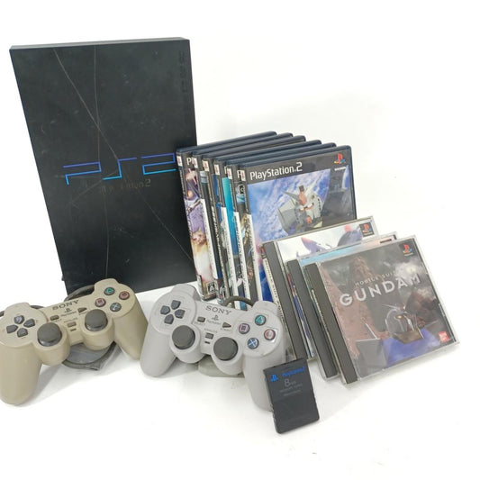 Used Sony PlayStation 2 PS2 SCPH-39000 Console With 9 Gundam Games Bundle PS1 PS2 NTSC-J Japanese Mecha Retro Gaming Set & Controller