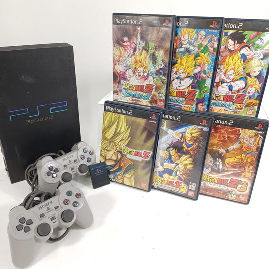 Used Sony PlayStation 2 PS2 SCPH-50000 Console Bundle With 6 Dragon Ball Z Games Japan NTSC-J Sparking Meteor Budokai & Memory Card Set