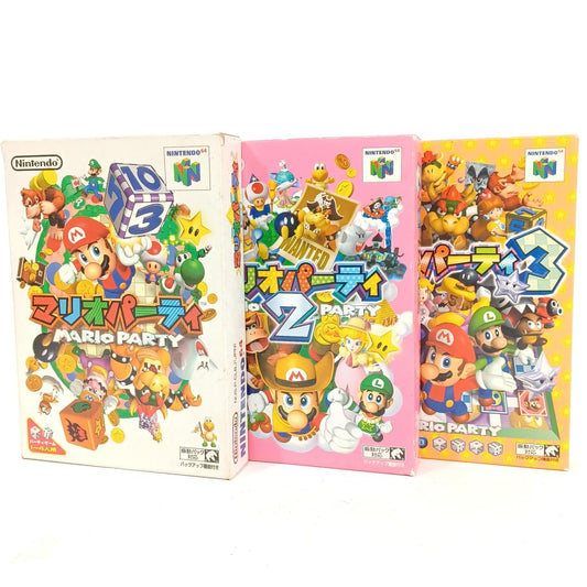 Used Mario Party 1 2 3 Trilogy Nintendo 64 NTSC-J Japan Complete in Box CIB Authentic Retro Gaming Set with Manuals & Original Boxes N64