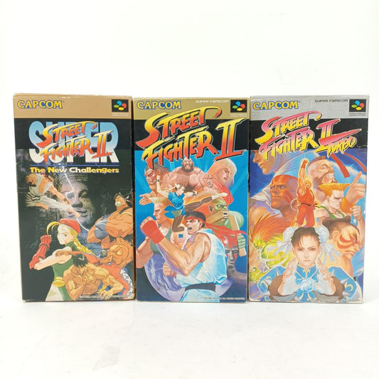 Used Street Fighter 2 Trilogy Super Famicom SFC Japan CIB Complete 3 Game Set Turbo and Super Street Fighter 2 Tested Working Boxed