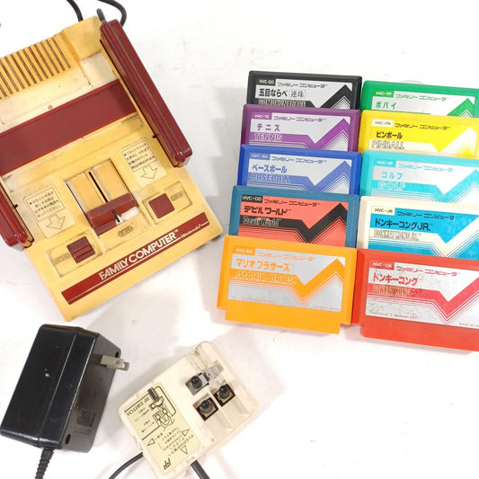 Used Vintage Nintendo Famicom Console Japan Model 10 Game Set Mario Bros Donkey Kong Tested Retro Gaming Japanese Retro Hardware