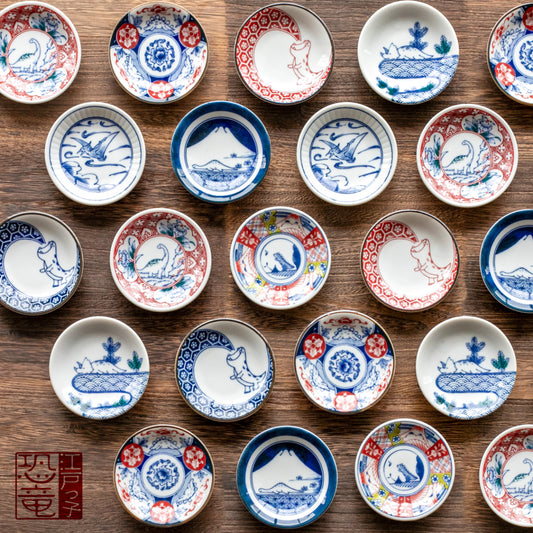 Dinosaur Small Plate Set from Japan – 6 pcs Porcelain Dishes by Awasaka | Gift for All Occasions