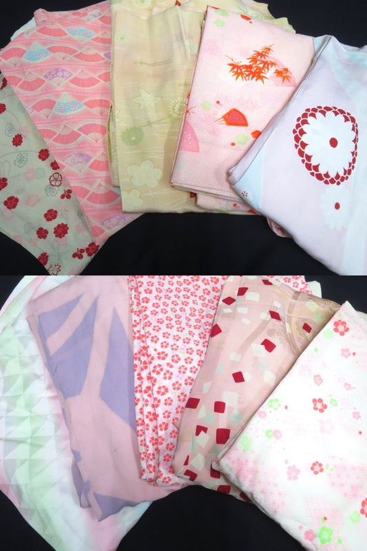 Japanese Kimono Juban Set – 15 Pre-Owned Women's Nagajuban Under-Kimonos – Assorted Styles – Japan Import – Sample Photos – Read Description