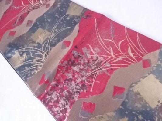 Used Fukuro Obi (Formal Double-Layer Obi) Kimono Obi, Japanese vintage traditional kimono belt