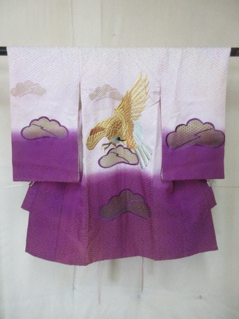 Used Boy's Kimono and juban set, Japanese vintage traditional kimono and kimono underwear set