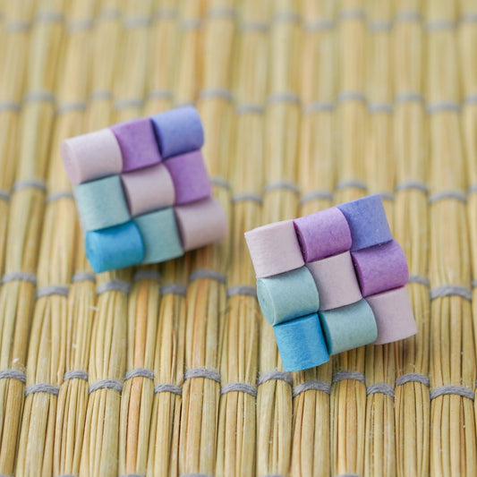 Quilling Jewelry Pierced earrings Pastel color Japanese Paper Washi by RING YUFU