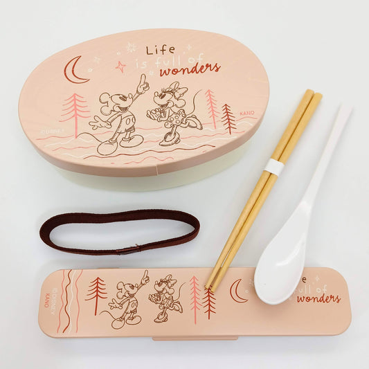 Bento Japanese lunch box Pink Chopsticks Spoon Micky Minnie Disney Kano Made in Japan for Gift Birthday Thanksgiving Wedding