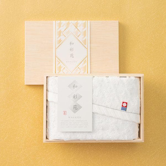 Made in Japan Imabari Wasaien White Towel Face Towel 29.5 x 13.4 in, 75 x 34 cm 100% cotton For Gift Birthday Thanksgiving Wedding