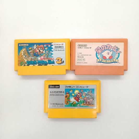 Rank-B Used NINTENDO Famicom FC Lot of 3 Suoer Mario Bros. 3 Kirby Japan NTSC-J Tested