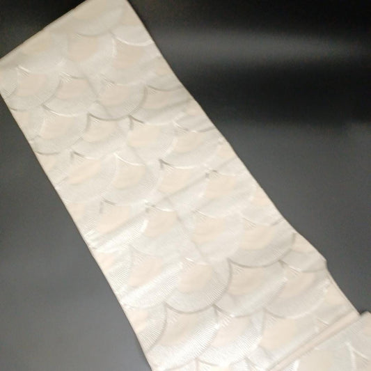 Used Fukuro Obi (Formal Double-Layer Obi) Women Kimono Obi Belt Silver Silk Made in Japan Japanese vintage traditional