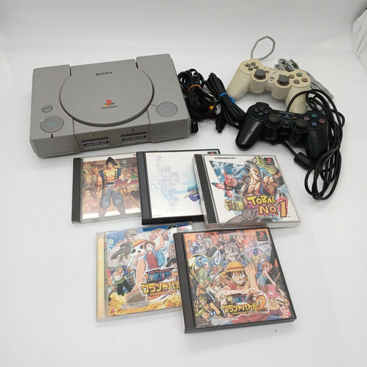 Used SONY PlayStation PS1 Console set 5 Softwares Battle Japan Import NTSC-J Tested