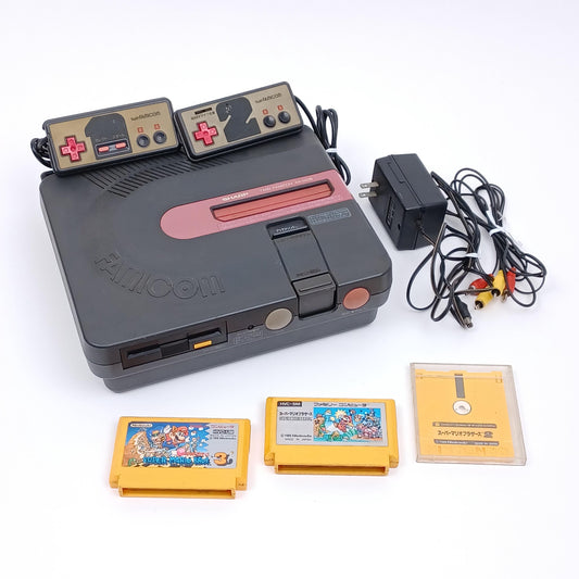 Used Sharp Twin Famicom FC AN-500B Black Console – Japanese Nintendo Bundle w/ Mario – Tested NTSC-J – Vintage 8-Bit System