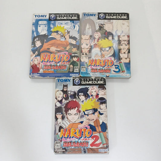 Used Nintendo GameCube GC 3 pcs NARUTO Gekitou Ninja Taisen 1 2 3 cib NTSC-J Tested