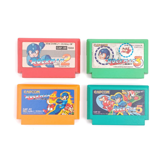 Rank-B Used NINTENDO Famicom FC Lot of 4 Megaman Rockman 2 3 4 5 Japan Import NTSC-J Tested