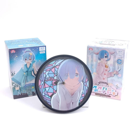Used Wall Clock Re: Zero Rem Pyjamas with 2 Figures TAITO Japan Import