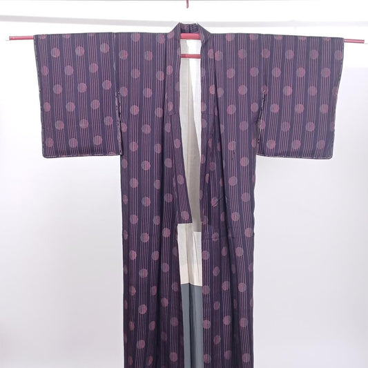 Used Women's Kimono Purple・Circle Silk Made in Japan Japanese vintage traditional