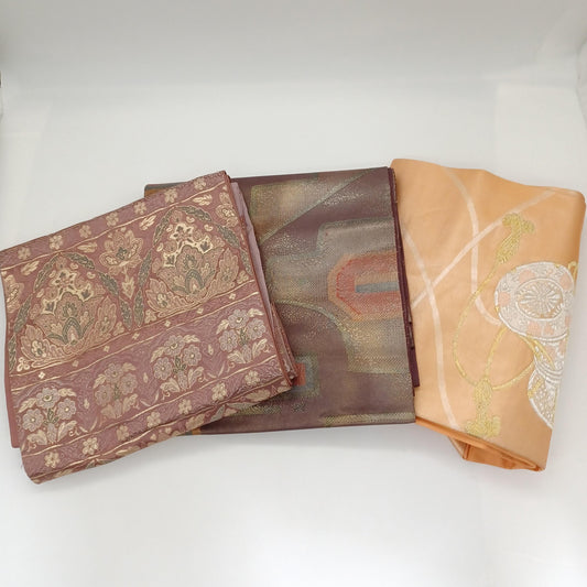 Used Women Kimono Obi 3 pcs Belt Silk Made in Japan Japanese vintage traditional