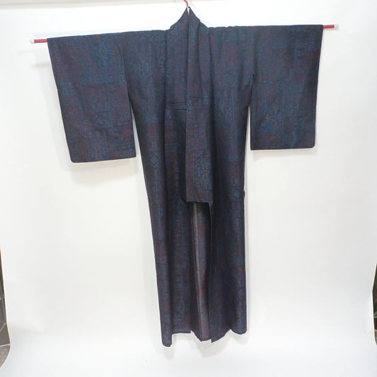 Used Women Kimono Navy Made in Japan Japanese vintage traditional