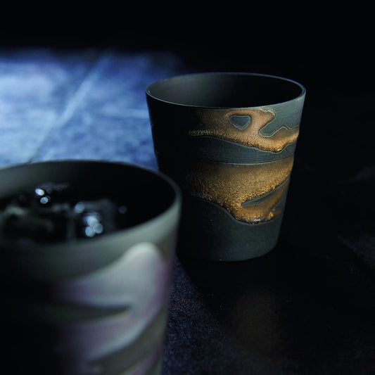 Made in Japan Awasaka porcelain Kinshō Kiln Tabata Pottery Workshop Rock Cup Pair for Gift Birthday Thanksgiving Wedding| Forgot Souvenir