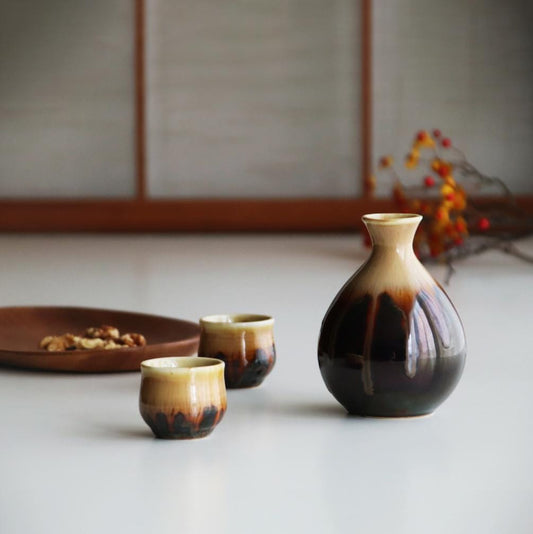 Made in Japan Awasaka porcelain Collection of Sakeware Yellow Enamel Decoration for Gift Birthday Thanksgiving Wedding| Forgot Souvenir