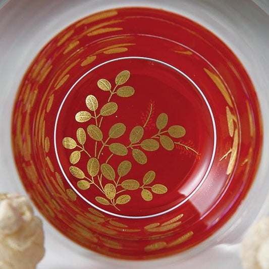 Made in Japan Nurimon de Verre Daruma Glass 2 pcs with Makie Flower Nakanishi For Gift Birthday Thanksgiving Wedding| Forgot Souvenir