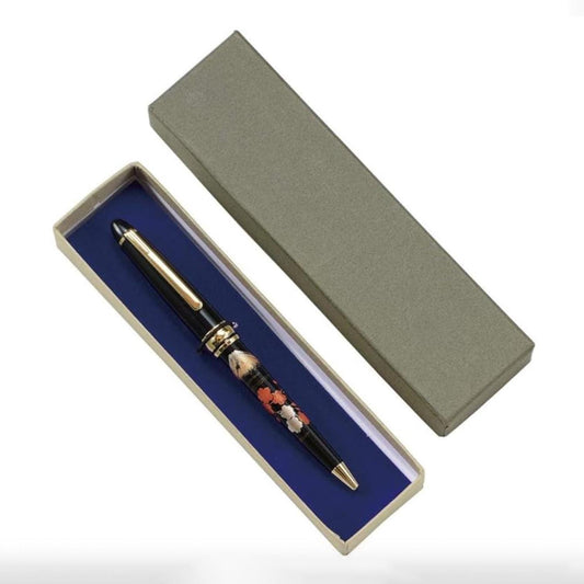 Makie Ballpoint Pen – Gold or Silver Lacquer – Mt. Fuji Design – Made in Japan by Higashide Shikki – Luxury Gift for Him or Her