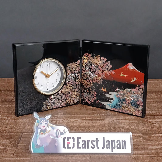 Japanese Folding Screen Clock – Byobu with Mt. Fuji and Sakura Design – ABS Resin – Made in Japan by Kano – Elegant Gift – Ships via FedEx