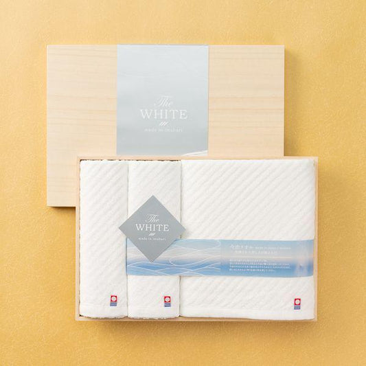 Made in Japan Imabari Towel 1 Bath Towel & 2 Hand Towels 100% Cotton Wooden box White for Gift For Gift Birthday Thanksgiving Wedding