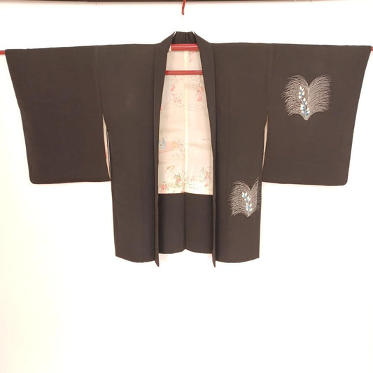 Used Women's Haori Black Silk Made in Japan Japanese vintage traditional
