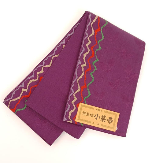 Unused Women’s Hanhaba Obi – 100% Silk Kimono Belt – Purple – Made in Japan – Japanese Vintage Traditional – Authentic Kimono Accessory