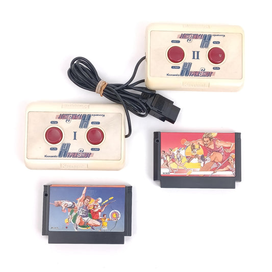 Used Konami Hyper Shot Controller Set for Famicom with Track & Field Olympic Games Japan Import - Tested Working Retro
