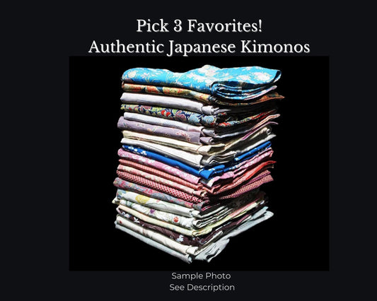 Pick 3! Japanese Kimono Set – Pre-Owned Women's Kimonos – Vintage-Inspired Styles – Choose from Listing – Japan Import – Sample Photos