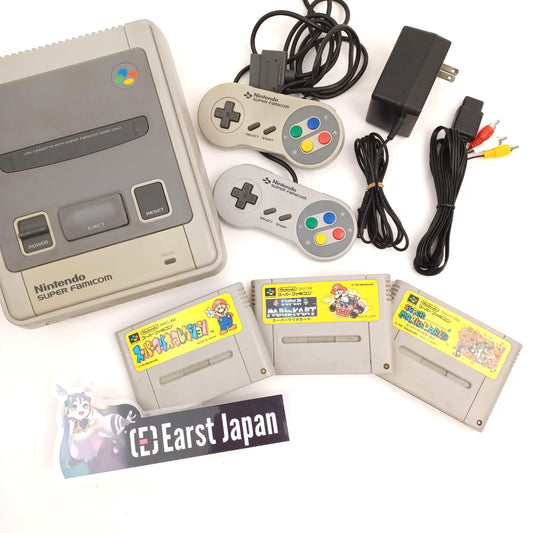 Used Nintendo Super Mario Collection World Kart Super Famicom Console Set with 2 Controllers, Cables - Tested Working Japanese SNES sfc