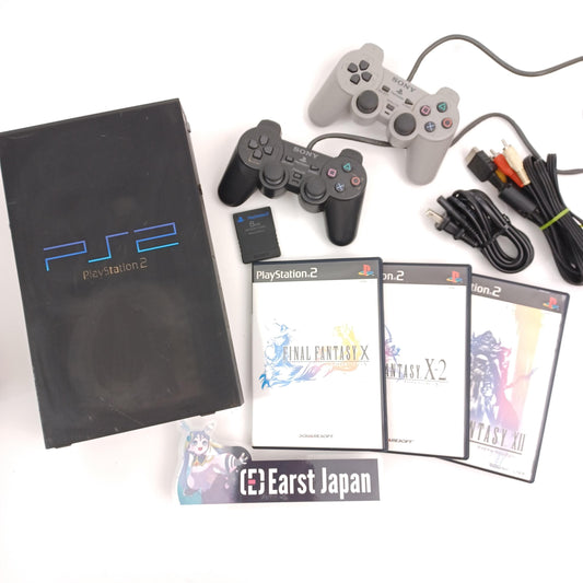 Used Final Fantasy X X-2 XII Sony PlayStation 2 PS2 Console Set with 2 Controllers, AV Cable, Power Cable - Tested Working Japanese NTSC-J