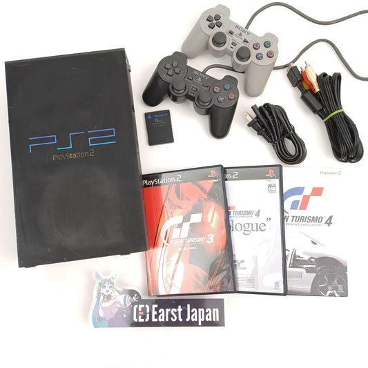 Used Gran Turismo 3 4-Prologue 4 Sony PlayStation 2 PS2 Console Set with 2 Controllers, AV Cable, Power Cable - Tested Working Japanese
