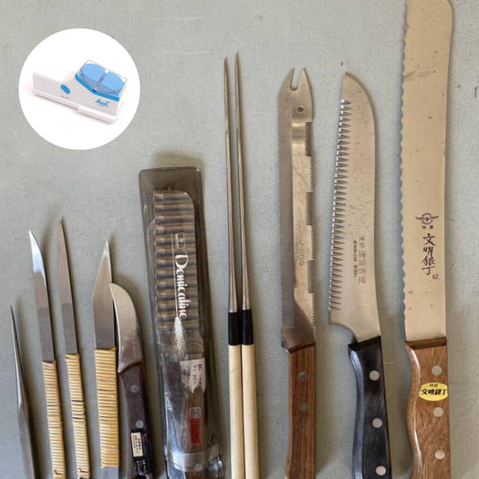 Used Japanese Chef Knives Lot of 11 – Santoku, Nakiri, Deba – For Parts or Repair – Japan Import – Vintage Kitchen Tools| Forgot Souvenir