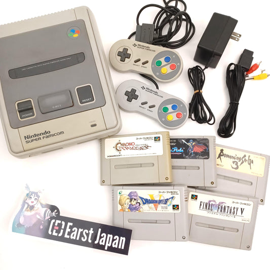 Used Random 5 RPG Game Set Nintendo Super Famicom Console with 2 Controllers, AV Cable, Ac Adapter Tested Working - Japanese SNES