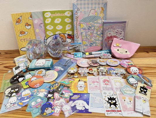 Used | Sanrio Character Goods Big Lot 63 Items - Mixed Stationery, Stickers & Plush - Cinnamoroll, My Melody and Kuromi Collectibles