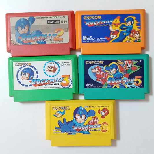 Used | Retro Famicom Rockman Game Lot (5 Games) - Tested & Working - Japanese NES Cartridges Capcom Classic Collection NTSC-J