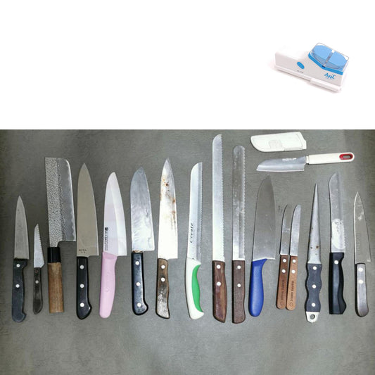 Used Japanese Chef Knives Lot of 17 – Santoku, Nakiri, Deba – For Parts or Repair – Japan Import – Vintage Kitchen Tools| Forgot Souvenir