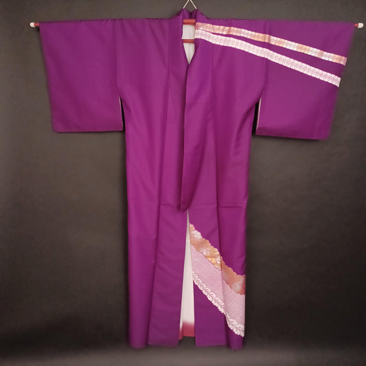 Used Women's Kimono Purple Silk Made in Japan Japanese vintage traditional