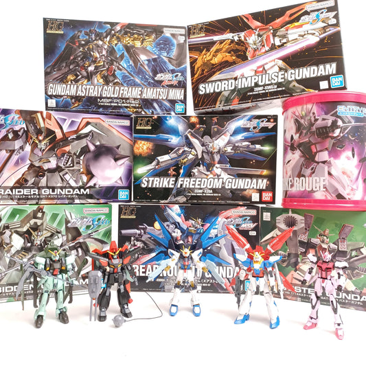 Used | Gundam HG 1/144 Model Kit Lot 8 Sets - 5 Assembled & 3 Unbuilt - Mobile Suit Collectible Figures Anime Mecha Toy
