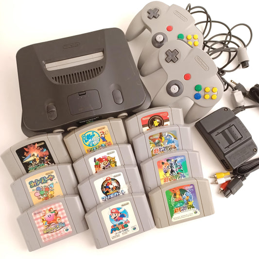 Used Nintendo 64 Console Lot - N64 System with 11 Games (Super Mario 64, Mario Kart) & 2 Controllers