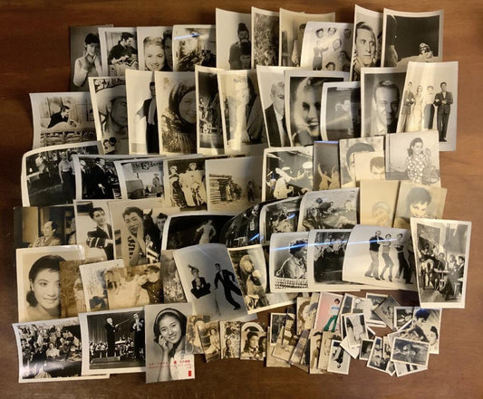Used Vintage Movie Still & Bromide Photo Lot - 92pc Showa Era Japanese and International Celebrity Assortment, 2 Signed Photos