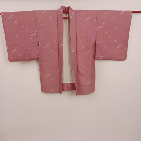 Used Japanese Haori Kimono Jacket - Vintage Unisex Kimono Coat with Simple Floral Motif from Japan