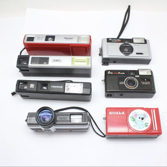 Used 7 Pcs 110 Film Pocket Camera Lot POCKET FUJICA, ARGUS, Premier For Parts or Repair & Upcycle